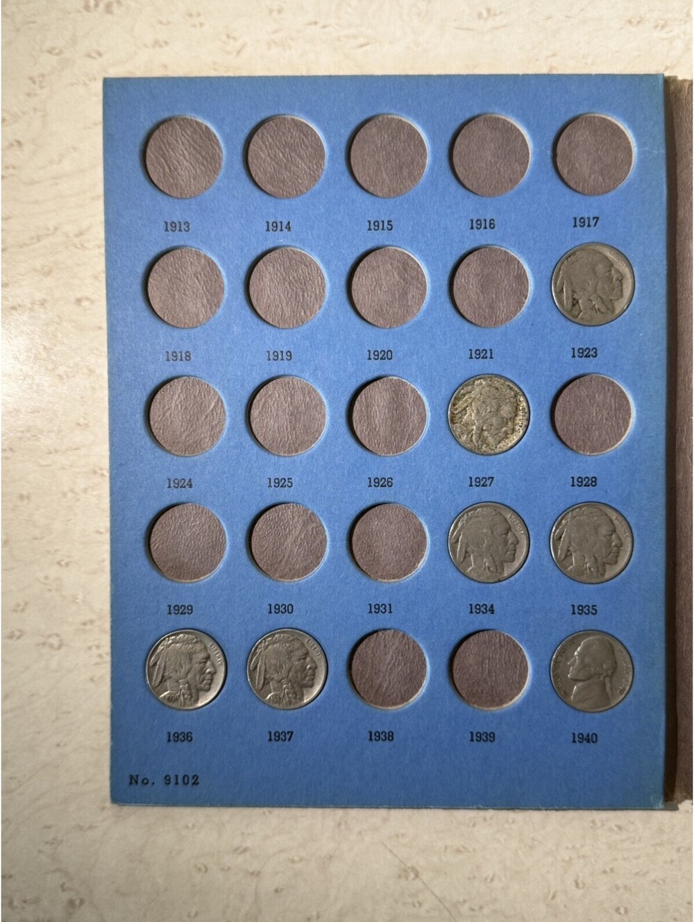 44 Coin Buffalo Jefferson Nickel Collection 1923-1990 War Silver Album Lot Set